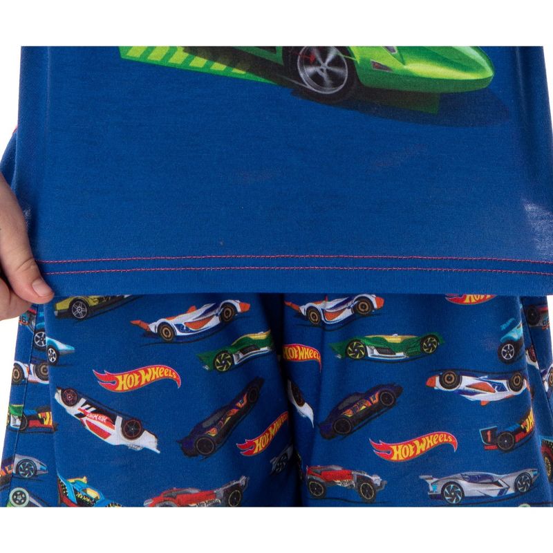 Hot Wheels Cars Boy's Pajamas Race Team Shirt and Shorts Pajama Set, 3 of 5
