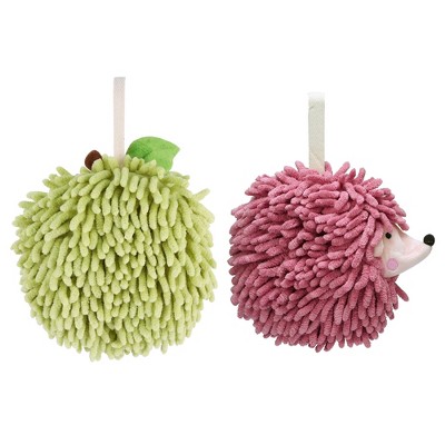 REGALWOVEN 2 Pcs Comfortable Soft Absorbent Chenille Ball Fuzzy Hand Towel for Home Decor