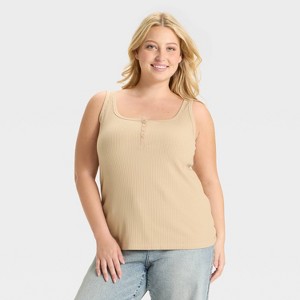 Women's Slim Fit Ribbed Tank Top - Ava & Viv™ - 1 of 3