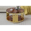 31.5" Stainless Steel Round Coffee Table with 8mm Tempered Glass Top and Two Layers for Living Room - 3 of 4