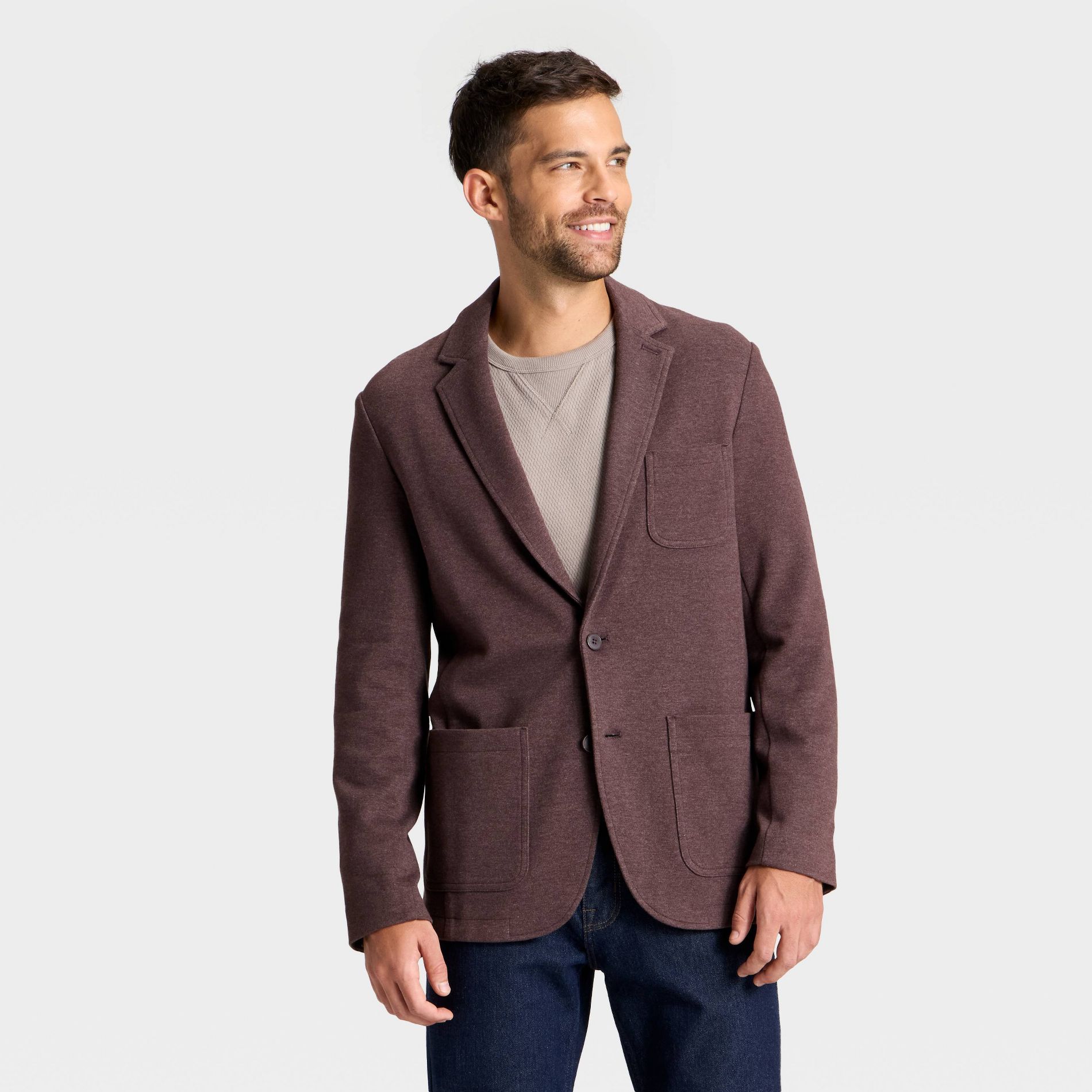 Men's Comfort Wear Knit Blazer - Goodfellow & Co™ Black Raspberry