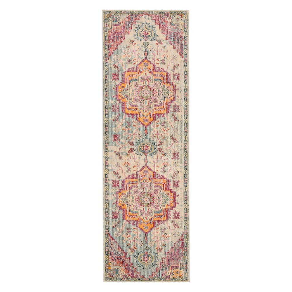  Runner Mavis Floral Loomed Light Blue/Fuchsia