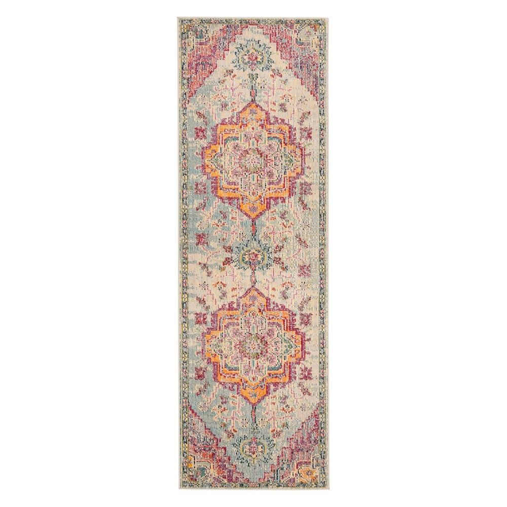 2'2inx5' Runner Mavis Floral Loomed Light Blue/Fuchsia - Safavieh