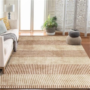 Fulvari Modern Easy Area Rug Machine Washable Non-Slip Low Pile Stripe Pattern Rug for Living Room Bedroom Entryway - 1 of 4