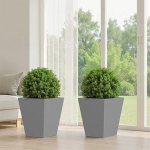 Spassway Indoor Outdoor Geometric Metal Planter Pot Planter Box Patio Garden Bed Black - 1 of 4