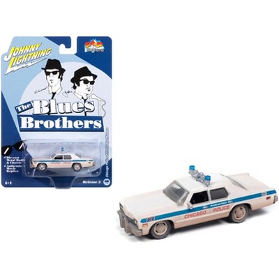 1975 Dodge Monaco "Chicago Police" White (Dirty Version) "Blues Brothers" 1980 Movie 1/64 Die Cast Model Car by Johnny Lightning