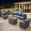 4 Pieces Patio Furniture Set with Fire Pit Table, Outdoor Furniture Set with Rocking Swivel Chairs, Wicker Patio Set with 4'' Thickened Cushion - 2 of 4