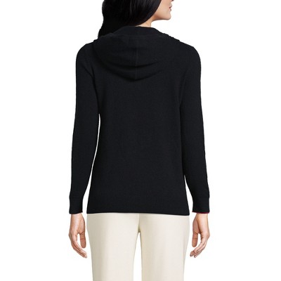 Lands' End Women's Cashmere Front Zip Hoodie Sweater Xsmall Black Target