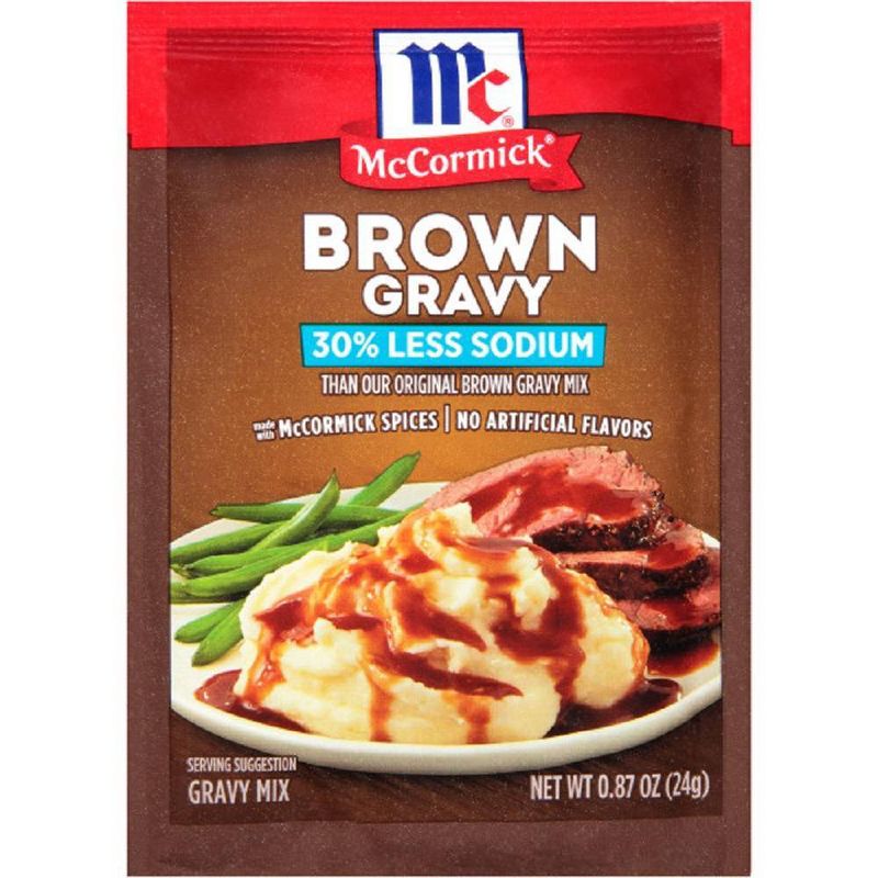 McCormick 30% Less Sodium Brown Gravy Mix .87oz, 1 of 7