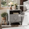 Set of 2 Fluted Wood Tall Nightstands w/ Charging Station - 2 Drawers + Shelf, Outlets & Feet for Bedroom, Living Room End Tables - 4 of 4