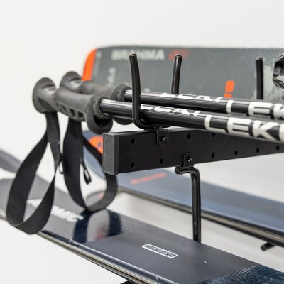 Black Steel Wall-Mounted Ski and Snowboard Storage Rack