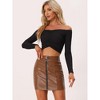 INSPIRE CHIC Women's Metallic Shiny Holographic High Waist Zipper Mini Skirts - 3 of 4
