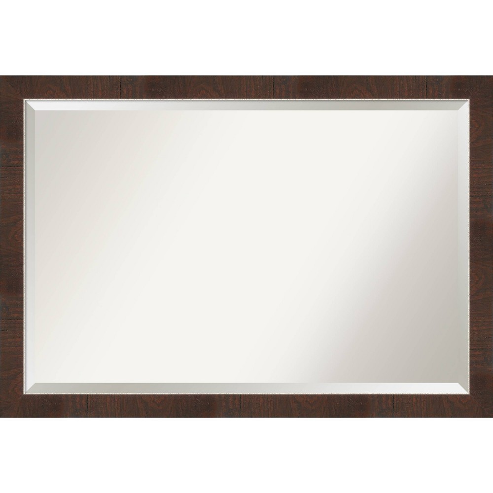 Photos - Wall Mirror 39" x 27" Wildwood Narrow Framed  Brown - Amanti Art: Beveled,