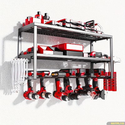 Keenray Power Tool Organizer Wall Mount - 2 Layers Storage Rack  for Drills Cordless Tools. Tool Organizer Storage for Workshop  Basement