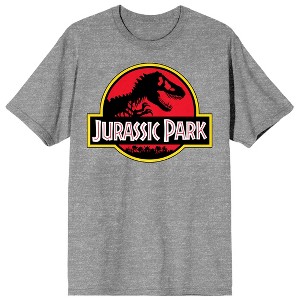 Jurassic Park Big Logo Adult Athletic Heather Crew Neck Short Sleeve T-shirt - 1 of 4