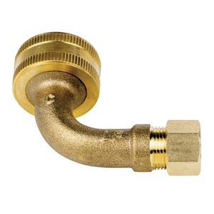 Certified Appliance Accessories® Dishwasher Elbow with Nut & Compression Ferrule, 3/4" FGH (Female Garden Hose) x 3/8" MIP (Male Iron Pipe) in Gold - 1 of 4