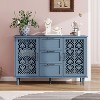 ORRD 2 Door 3 Drawer Cabinet American Style - Carved Panel Storage Cabinet with Black Metal Handles for Bedroom - 2 of 4