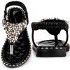 Perphy Women's Rhinestone Elastic T-Strap Dressy Slip Flat Bohemian Flip Flop Sandals - 4 of 4