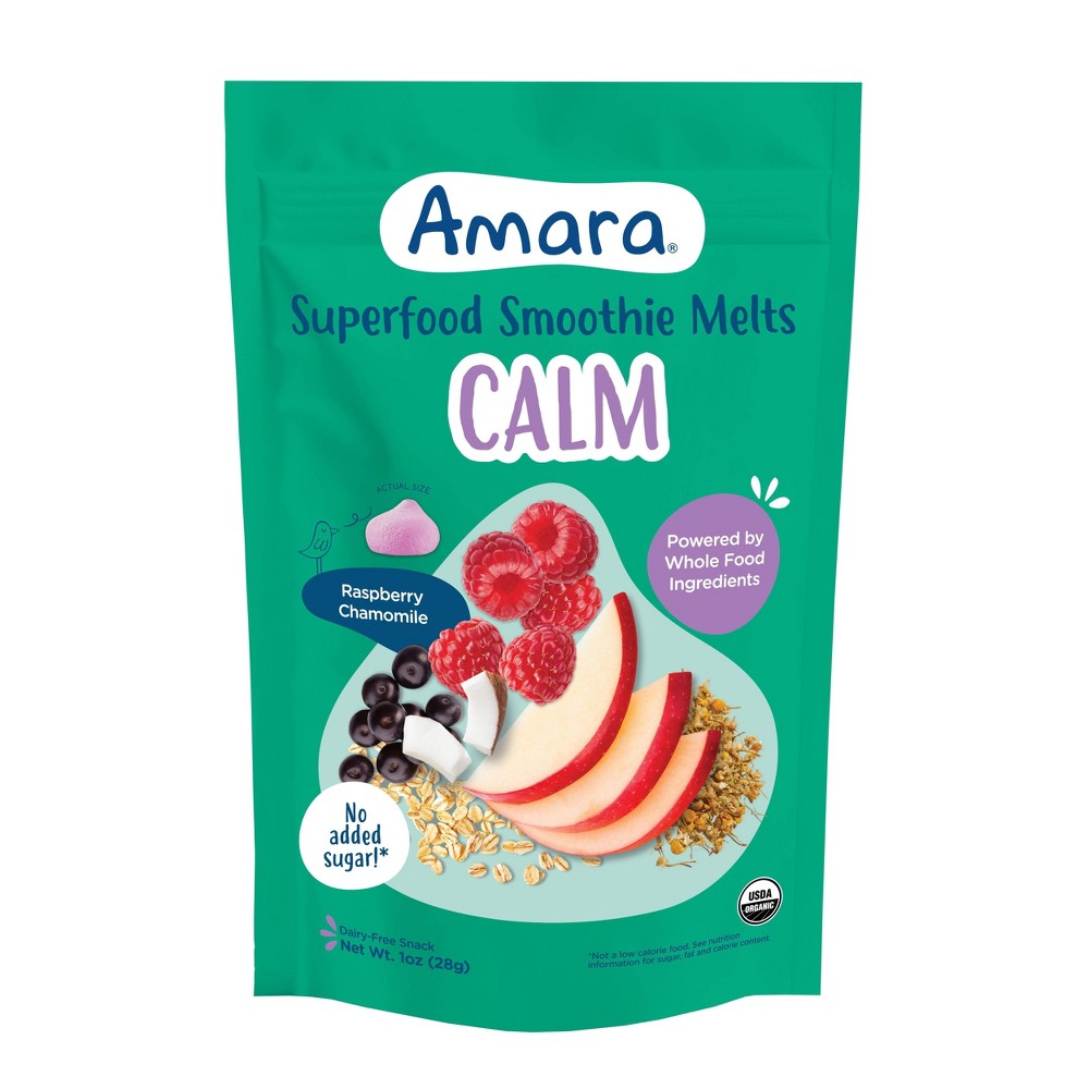 Amara Organic Superfood Smoothie Melts - Calm - Raspberry Chamomile - 1oz