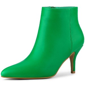 Allegra K Women's Halloween Pointed Toe Zipper Stiletto Heel Ankle Booties - 1 of 4