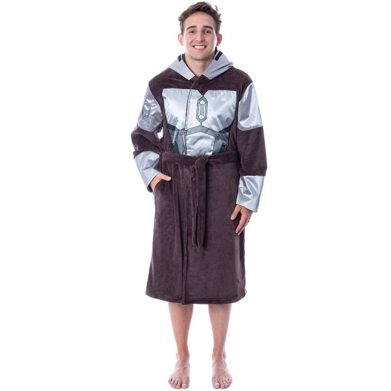 Star Wars Adult The Mandalorian Costume Fleece Robe Bathrobe For Men Women Brown, 2 of 6