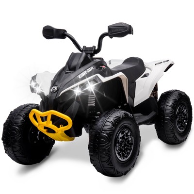 12V Kids ATV, Ride on Toy Car Bombardier Licensed BRP Can-am 4 Wheeler Quad Electric Vehicle, w/LED Lights, Full Metal Suspensions