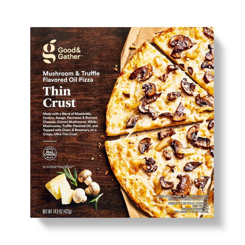 Thin Crust Mushroom &#38; Truffle Oil Frozen Pizza - 14.9oz - Good &#38; Gather&#8482;, 1 of 8