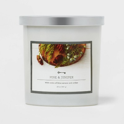 Glass Jar Pine & Juniper Holiday Candle White - Threshold™