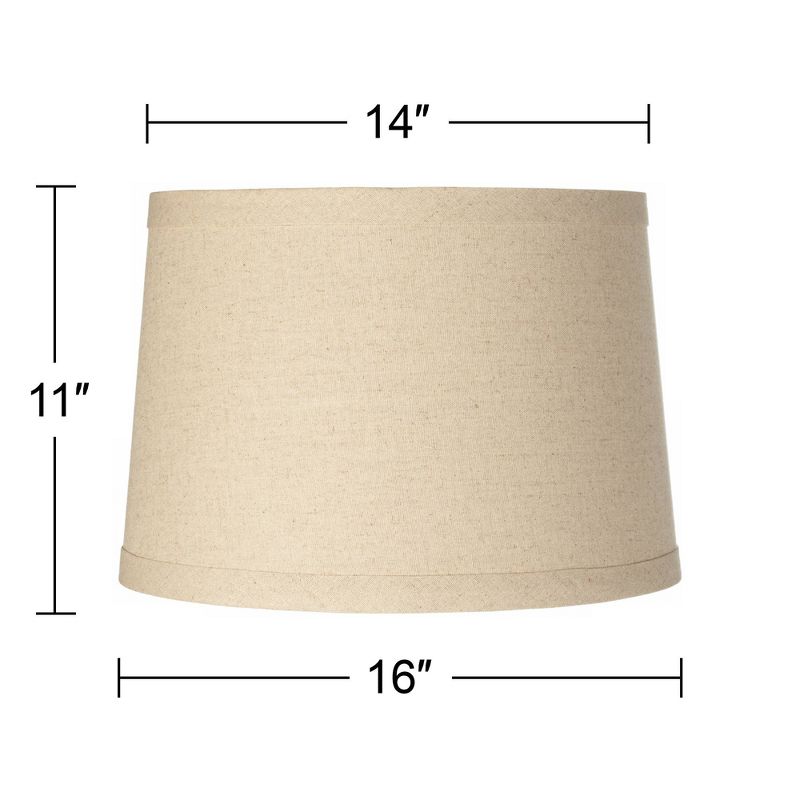 Springcrest Set of 2 Drum Lamp Shades Burlap Medium 14" Top x 16" Bottom x 11" High Spider with Replacement Harp and Finial Fitting, 6 of 8