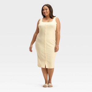 Women's Knit Button-Front Midi Dress - A New Day™ - 1 of 3