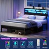 Bed Frame with 2 Storage Drawers Headboard, LED & Charging Station, Black oack - 2 of 2