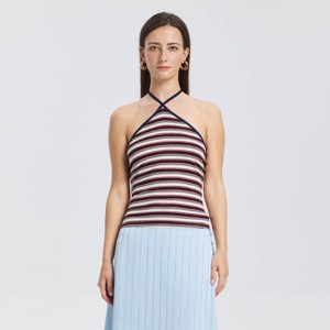 トップス melt the lady halterneck layered tops Women's Crossover Halter Neck Top - A New Day™ Burgundy Striped L
