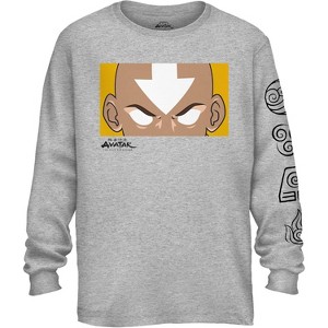 Avatar the Last Airbender Shirt - Mens Avatar the Last Airbender Long Sleeve Tee (Heather Grey, Small) - 1 of 4