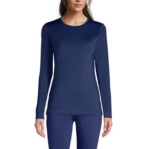 Lands End Women s Thermaskin Heat Long Sleeve Crewneck Long Underwear Top X small Deep Sea Navy Target