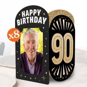 Big Dot of Happiness 90th Birthday Photo Holder Centerpieces, 4x6 Picture Display Box, Black & Gold Table Decoration for Adult Birthday Decor, 8 Count - 1 of 4