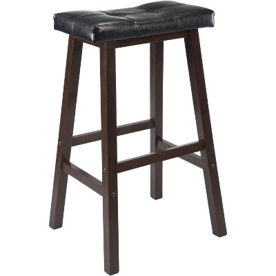 Winsome  Mona Cushion Saddle Seat Bar Stool Black & Walnut