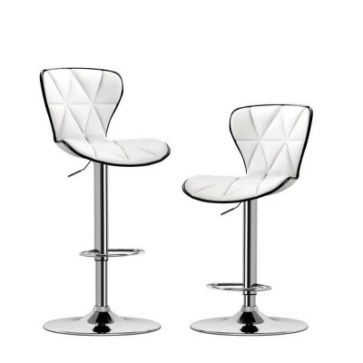 Bar Stools Set of 2, Swivel Adjustable Counter Height Barstools with Back and PU Leather-White