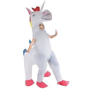 Studio Halloween Kids' Inflatable Unicorn Costume - One Size Fits Most - White - 1 of 2