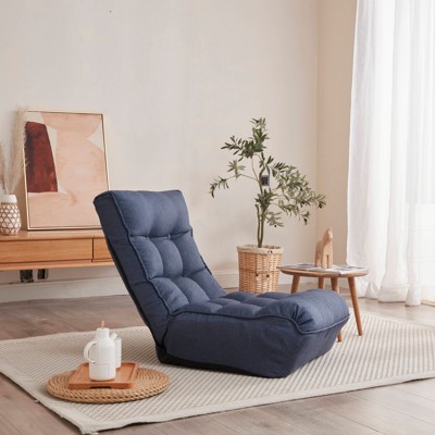 GlasFlength Single Sofa reclining chair, Japanese chair lazy sofa tatami balcony leisure sofa, Navy, 23.6"*41.3"29"