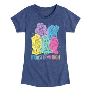 Girls' - Mattel - Cleo Lagoona Draculaura Clawdeen Frankie Pastel Group Fitted Short Sleeve Graphic T-Shirt - 1 of 4