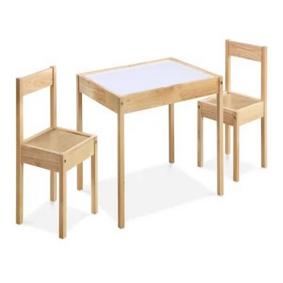 3-Piece Dry Erase Kids Table & Two Chair Set, Natural