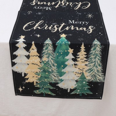 Unique Bargains Table Runner Rectangular Winter Christmas Pattern 16 Linen Colorful 1 Pc