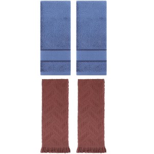 REGALWOVEN 4 Pcs Bathroom Decorative Cotton Soft Absorbent Sold Striped Hand Towel - 1 of 4