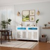 Small Sideboard Buffet Cabinet, 47 Inch Kitchen Storage Cabinet with Charging Station, Led Lights & Drawers, Wood Coffee Bar Station with Storage for - 2 of 4