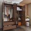 Famapy 4-Doors Wood Wardrobe with Mirror and Two Drawers - 3 of 4