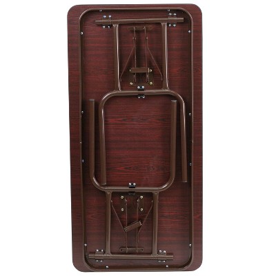 Mahogany Laminate Folding Banquet Table with Metal Frame