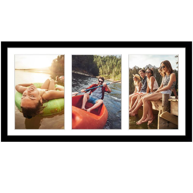 Americanflat 8x16 Collage Picture Frame with tempered shatter-resistant glass - Three Displays of 5x7 - Available in Packs and Colors, 1 of 6