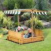 INFURNIC Baby Activity Gyms Wooden Sandbox with Adjustable Canopy and Foldable Bench Seats for Outdoor Play, Multicolor, 41.8"*41.8"*47.8" - 3 of 4
