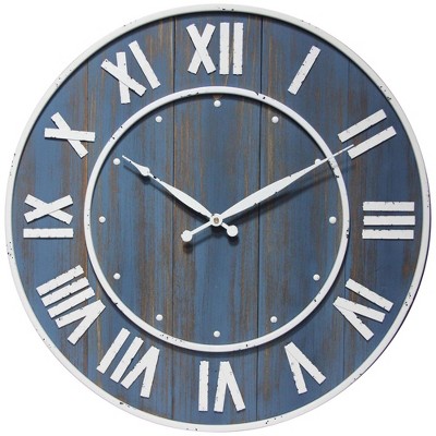 23" Wine Barrel Wood/Metal Wall Clock - Infinity Instruments