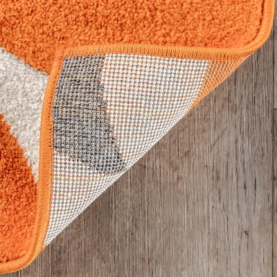 Handmade Tufted Deep Orange Synthetic Runner Rug, 32x6 in